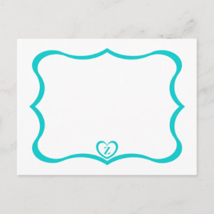 Einfache elegante Mit Monogramm Postkarte #Aquamar
