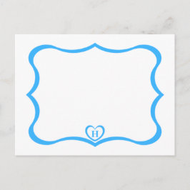Einfache elegante Mit Monogramm Postkarte #Blue