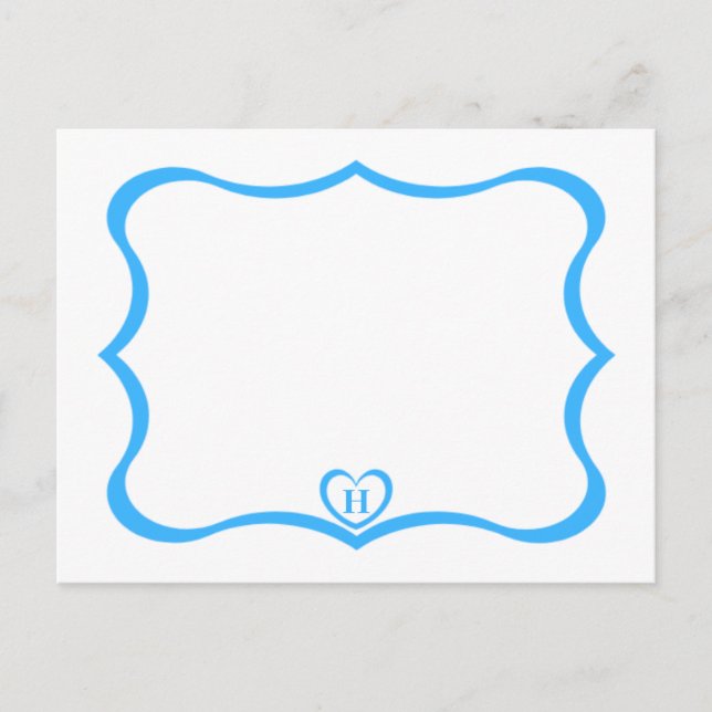 Einfache elegante Mit Monogramm Postkarte #Blue (Vorderseite)