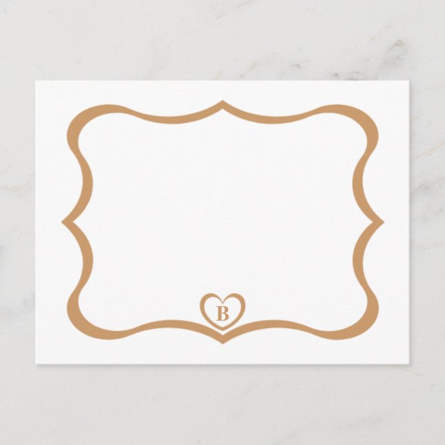 Einfache elegante Mit Monogramm Postkarte #Gold (Vorderseite)