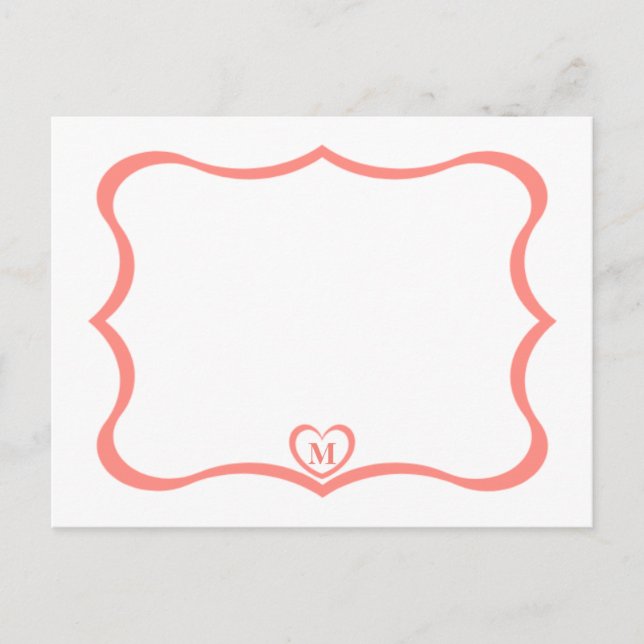 Einfache elegante Mit Monogramm Postkarte #Peach (Vorderseite)