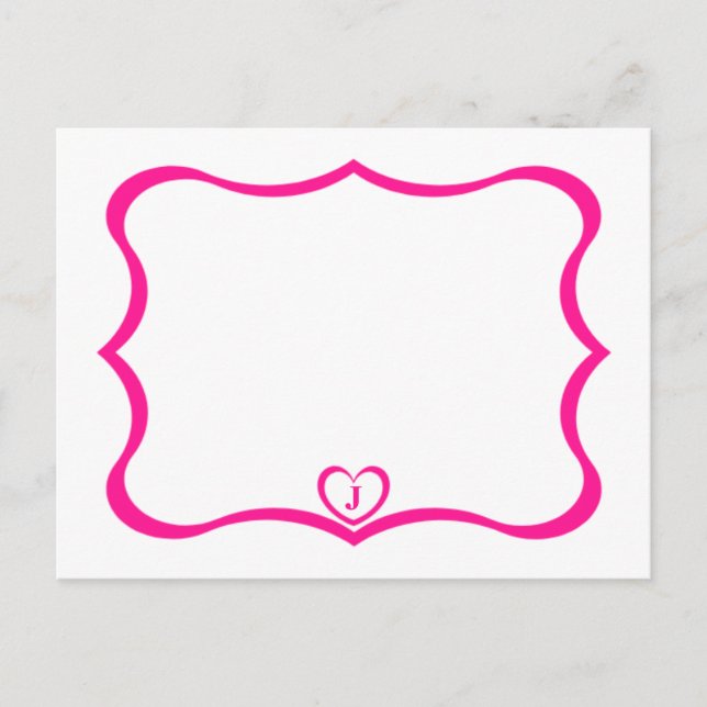 Einfache elegante Mit Monogramm Postkarte #Pink (Vorderseite)