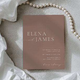 Einfache elegante Mocha- und Elfenbein-Hochzeitsei Einladung