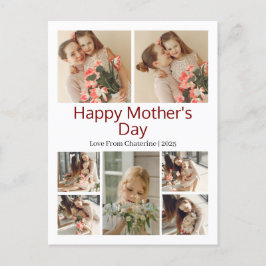 Einfache Elegante Modern Mothers Day Foto Collage Feiertagspostkarte