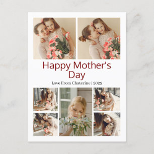 Einfache Elegante Modern Mothers Day Foto Collage Feiertagspostkarte