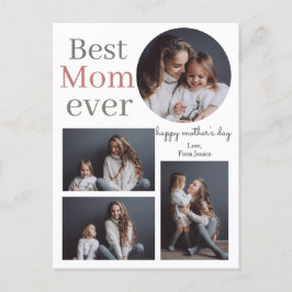 Einfache Elegante Modern Mothers Day Foto Collage Feiertagspostkarte