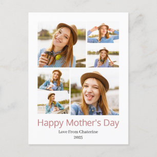 Einfache Elegante Modern Mothers Day Foto Collage Feiertagspostkarte