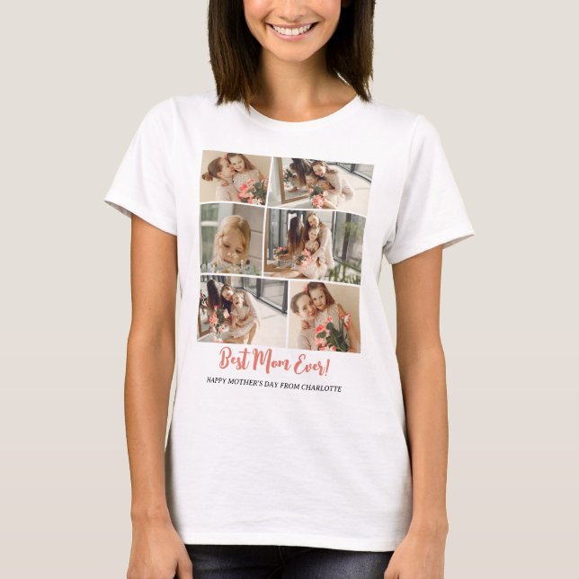 Einfache Elegante Modern Mothers Day Foto Collage T-Shirt (Vorderseite)