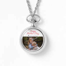 Einfache Elegante Modern Mothers Day Foto Name Armbanduhr
