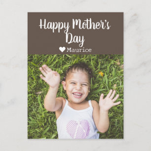 Einfache Elegante Modern Mothers Day Foto Name Feiertagspostkarte
