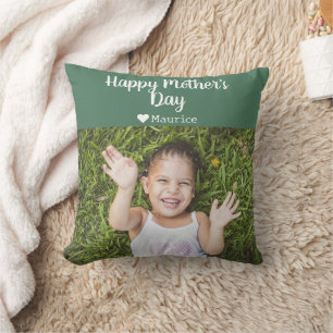 Einfache Elegante Modern Mothers Day Foto Name Kissen