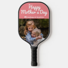 Einfache Elegante Modern Mothers Day Foto Name Pickleball Schläger