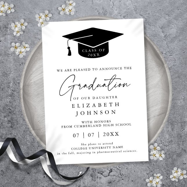 Einfache Elegante Moderne Ankündigung des Abschlus (Simple Elegant Modern Graduation Announcement)