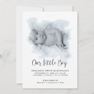 Einfache Elegante Moderne Baby Boy Foto Ankündigun Save The Date