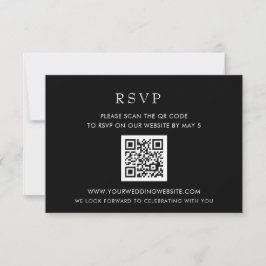 Einfache Elegante Moderne Black QR CODE RSVP Karte