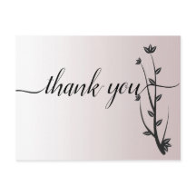 Einfache Elegante Moderne Blätter Danke Postcard