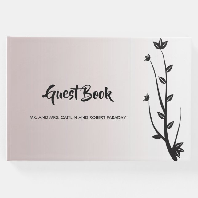 Einfache Elegante Moderne Blätter Gästebuch (Vorderseite)