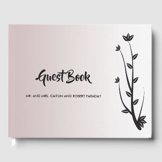 Einfache Elegante Moderne Blätter Gästebuch