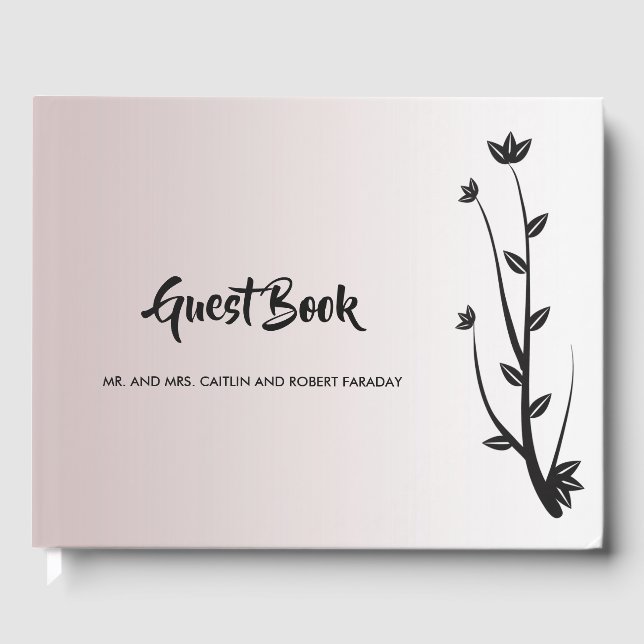 Einfache Elegante Moderne Blätter Gästebuch (Vorderseite)