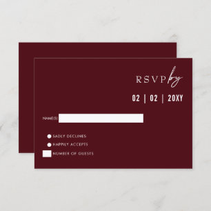  Einfache Elegante Moderne Burgundy Hochzeit    RSVP Karte