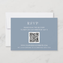 Einfache Elegante Moderne Dusty Blue Wedding QR CO RSVP Karte