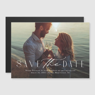 Einfache elegante moderne Ein-Foto-Hochzeitseinlad Magneteinladung