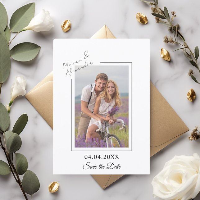 Einfache elegante moderne Foto-Hochzeit Save the D Date (Von Creator hochgeladen)