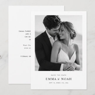 Einfache elegante moderne Foto-Hochzeit Save-the-D Save The Date
