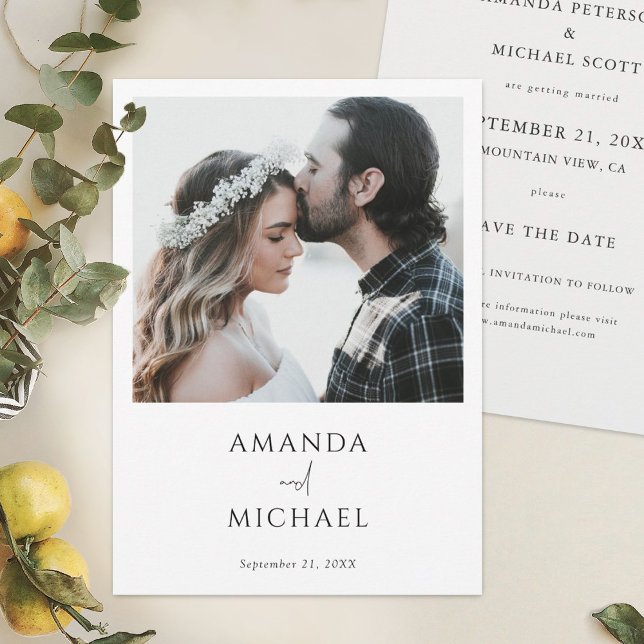 Einfache Elegante Moderne Foto Hochzeit Save The Date (Von Creator hochgeladen)