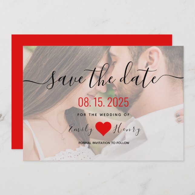 Einfache Elegante Moderne Foto Hochzeit Save The Date (Vorne/Hinten)