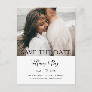 Einfache elegante moderne Foto-Save-the-Date-Postk Einladungspostkarte