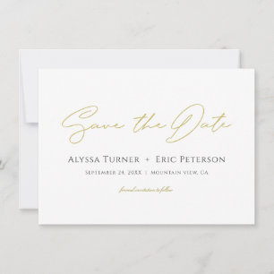 Einfache Elegante Moderne GoldWedding rettet das D Save The Date