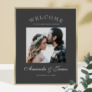 Einfache Elegante Moderne Gray Wedding Willkommen Poster