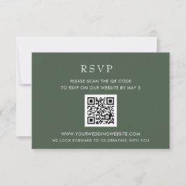 Einfache Elegante Moderne Grüne Hochzeit QR CODE RSVP Karte