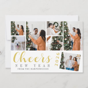 Einfache Elegante Moderne Happy New Year Foto Coll Feiertagskarte