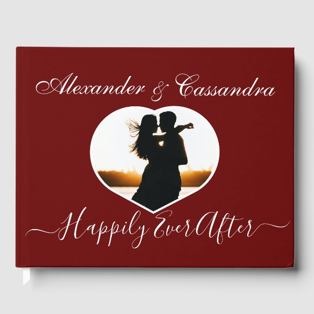 Einfache Elegante Moderne Highlights Burgund Rote  Gästebuch (Vorderseite)