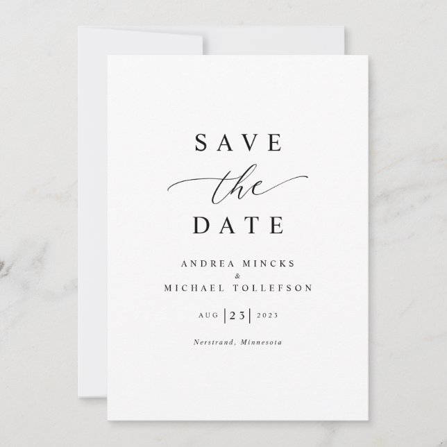 Einfache Elegante Moderne Hochzeit Save The Date (Vorderseite)