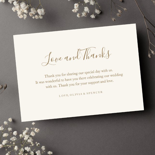Einfache Elegante Moderne Hochzeit Vielen Dank Dankeskarte (Ivory and Gold Sympathy Thank You)