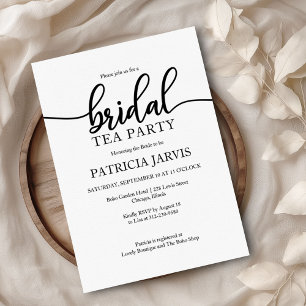 Einfache Elegante Moderne Kalligrafie Bridal Tea P Einladung