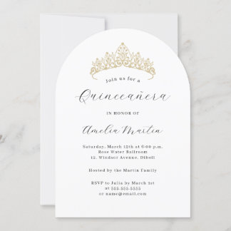 Einfache Elegante Moderne Kunst Tiara Quinceanera Einladung