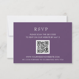 Einfache Elegante Moderne Lila QR CODE RSVP Karte