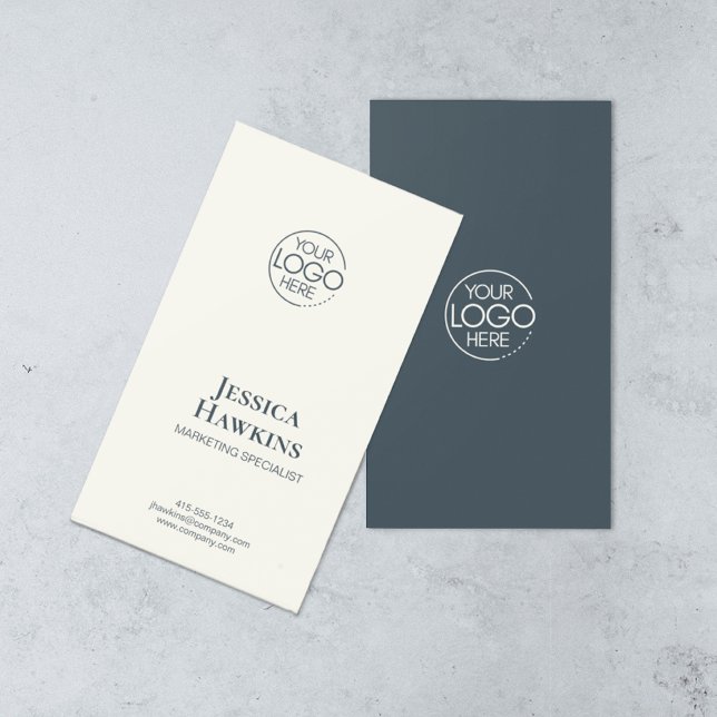 Einfache Elegante Moderne Logos Navy Blue Beruflic Visitenkarte (Von Creator hochgeladen)