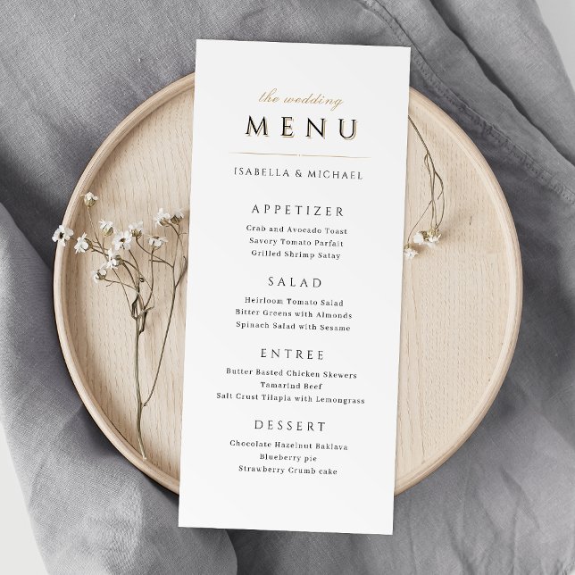 Einfache Elegante Moderne Luxus Hochzeit Menükarte (Simple Elegant Modern Classy Luxury Wedding Menu)