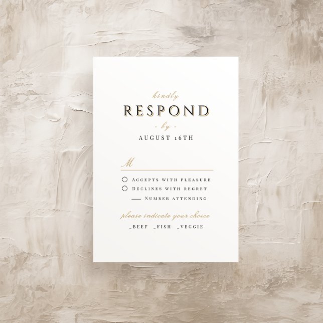 Einfache Elegante Moderne Luxus Hochzeit RSVP Karte (Simple Elegant Modern Classy Luxury Wedding RSVP Card)