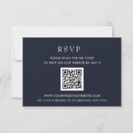 Einfache Elegante Moderne Marine Hochzeit QR CODE RSVP Karte