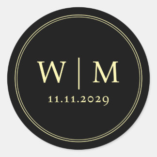 Einfache Elegante Moderne Mit Monogramm Hochzeit Runder Aufkleber