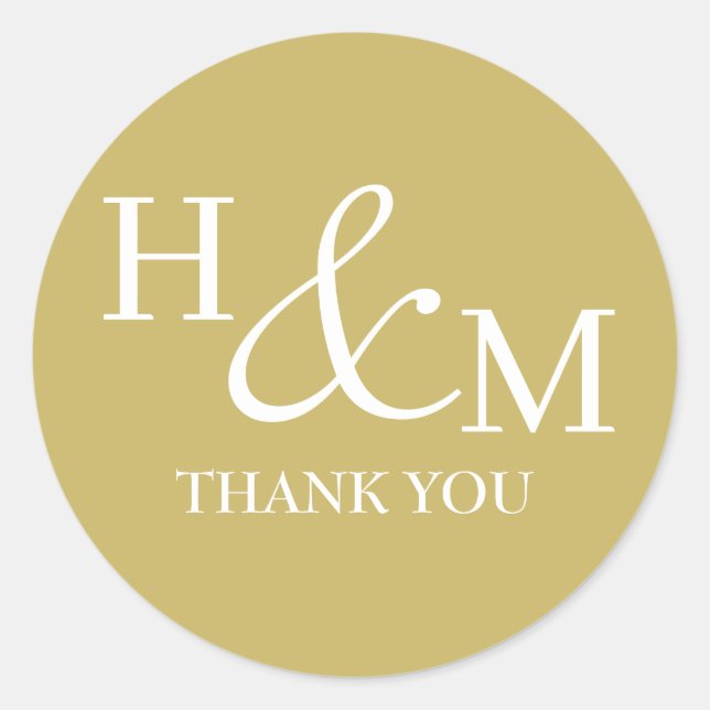 Einfache Elegante Moderne Mit Monogramm Hochzeit Runder Aufkleber (Vorderseite)
