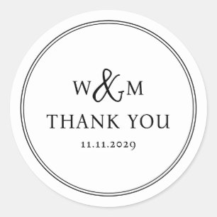 Einfache Elegante Moderne Mit Monogramm Hochzeit Runder Aufkleber