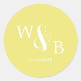 Einfache Elegante Moderne Mit Monogramm Hochzeit Runder Aufkleber