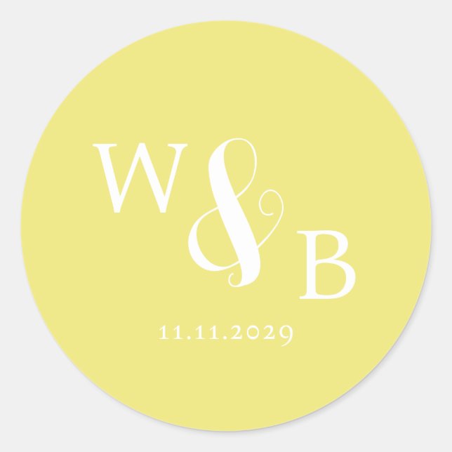 Einfache Elegante Moderne Mit Monogramm Hochzeit Runder Aufkleber (Vorderseite)